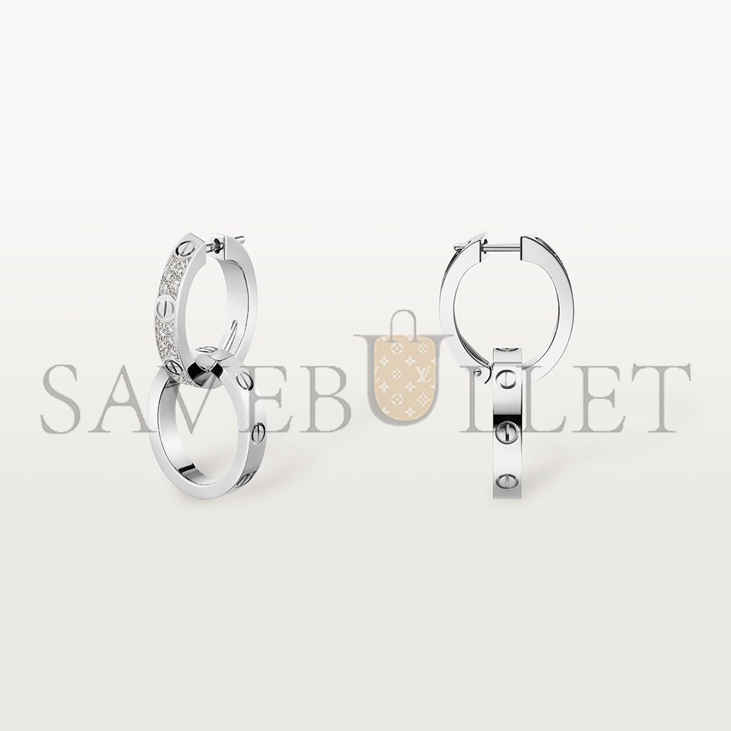 Ca*t*er love white gold earrings, transformable, semi-paved n8515242